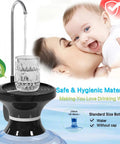 USB Rechargeable Automatic Water Dispenser Pump For 1 To 5 Gallon Jugs with stainless steel intake and glass of water