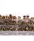 Bulk Rivet Nuts Kit 500 Pcs Galvanized Carbon Steel Threaded Inserts for M3 to M10 with storage box, top view.