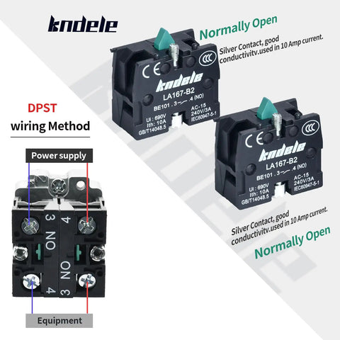 10 Amp 3 Position Rotary Switch With Green LED Light, 22mm panel switch wiring diagram and components, IP65 waterproof, maintained DPST 2NO.