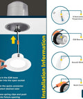 Installation of 4 Inch LED Recessed Can Lights, Dimmable, Wet Rated, IC Rated, 750 Lumen Output, 10W Equals 60W, 5 Color Temperatures