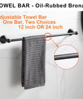Oil Rubbed Bronze Adjustable Expandable Towel Bar 4 Piece Bathroom Hardware Set with wall mounted adjustable towel bar detail