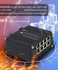 Beefy Rugged 8-Port Gigabit PoE Fiber Switch With PoE Plus, Dual SFP Slots, DIN Rail Mounted, temperature range -40°C to 75°C