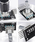 KY040 360 Degree Rotary Encoder Module With Knob Cap Pack Of 2 For Arduino And Raspberry Pi Projects Pro Grade Pulse Counting And Smooth Rotary Switch For Menu Navigation, black PCB