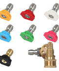 STYDDI pressure washer quick-connect nozzle tips 7-pack with 1/4 in connectors and brass pivoting adapter
