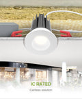 Top Shelf 1 Inch Led Recessed Ceiling Lights 24 Pack Adjustable 2700K To 5000K CRI 90 Plus showing IC rated fixture installation.