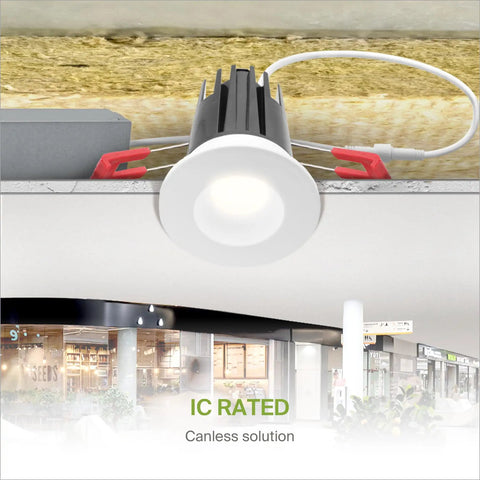 Top Shelf 1 Inch Led Recessed Ceiling Lights 24 Pack Adjustable 2700K To 5000K CRI 90 Plus showing IC rated fixture installation.