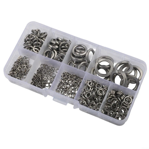 Open Spring Washer Set In 304 Stainless Steel For M2 Size Hardware, 480 Pieces For Machinery And Electronics, Anti Loosening Design, Rust Resistant Fasteners For Durable, Secure Assemblies And Easy Maintenance in organizer box