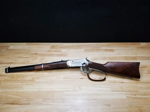 Rifle with Handcrafted Large Loop Leather Lever Wrap Set for Handguns Light Brown Cowhide With Sinew Waxed Thread