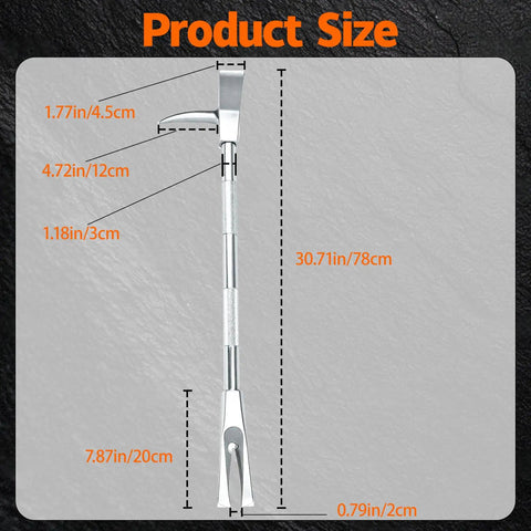 Diagram showing 30 Inch Halligan Bar For Fire Rescue And Forcible Entry Beefy Forged Steel Tool With Precision Geometry measurements