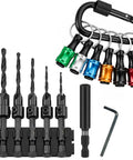 13 Piece Countersink Drill Bit Set With One Quarter Inch Hex Shank And Magnetic Extension Bit Holder For Woodworking.
