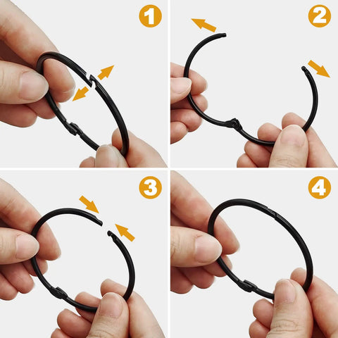 Step-by-step on how to open and close Rustproof Metal Shower Curtain Hooks 24 Pack That Glide Smoothly Round Rings Black Finish