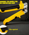 Close-up of the yellow non-slip handle on the Heavy Duty Sheet Metal Hand Seamer Built Tough With 6 Inch Jaw Sheet Metal Bender