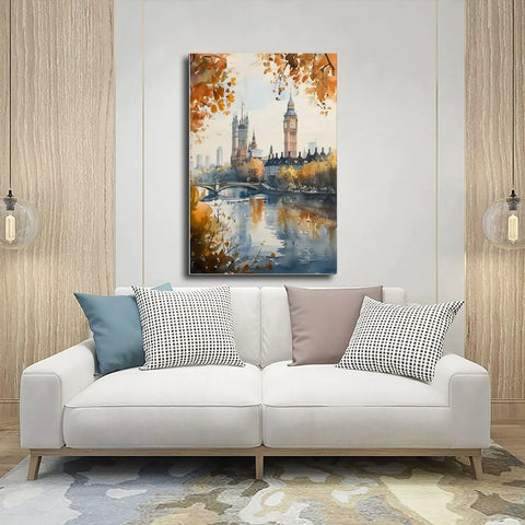 Battersea Power Station Watercolor Print London Wall Art Landscape Canvas Poster For Home Office Dorm Decor 12x18 Inch