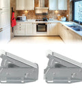 Spring Loaded Push To Open Door Catch Set, 2 Pack Touch Latch in cold rolled steel shown in kitchen setting
