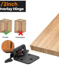 Straight Shooter Matte Black Cabinet Hinges With One Half Inch Full Overlay And Ten Pack Including Screws And Door Bumpers For Dead Quiet Closing On Kitchen Cabinets And Drawers with diagram for frame type.