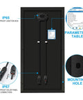 Back view of 100W 12V Monocrystalline Solar Panel For Off Grid Power, IP67 waterproof connectors, mounting hole highlighted.