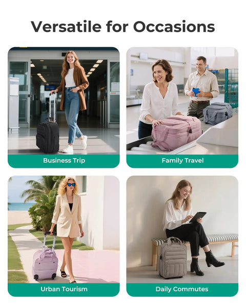 Underseat Carry On Luggage With Wheels 16 Inch Compact Travel Case For Women Lightweight Brown Underseat Suitcase for various travel occasions