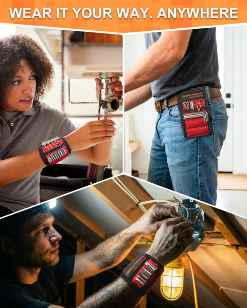 Magnetic Wristband For Men Tools Holder Hands Free Belt Magnet Wrist Band Keeps Screws Nails Small Parts In Reach Perfect Fathers Day Gift For Dad Husband Grandpa Brother DIY Enthusiasts used by multiple people in different settings