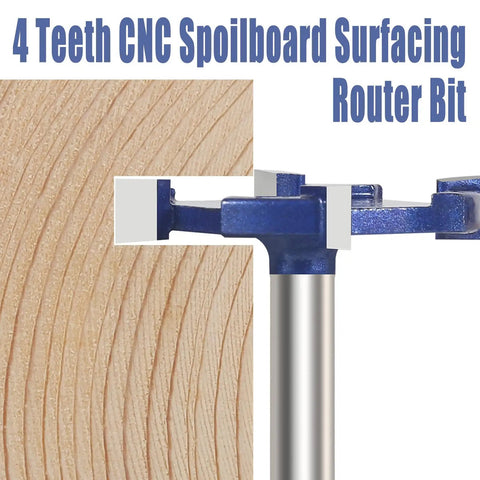 CNC Spoilboard Surfacing Router Bit With One Quarter Inch Shank Four Wing Carbide Rabbet Slot Cutter For Woodworking Slab Flattening