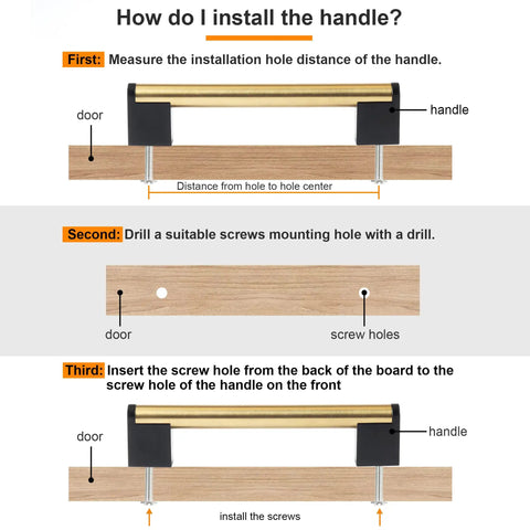Gold And Black Cabinet Handles Pack Of 10 Slick Brushed Brass Look Drawer Pulls installation instructions