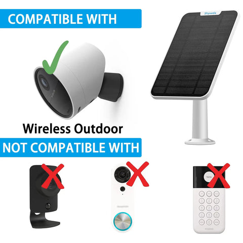 Compatibility chart for 4W Solar Panel Charger For Outdoor Security Camera No Battery Or Power Brick Needed IP65 Weatherproof With 13.1 Foot Micro USB Cable