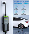 Portable Tesla EV Charger Level 1 And Level 2 16A With 21FT Cable 240V NEMA 6 20 Plug And 120V NEMA 5 15 Adapter NACS Connector