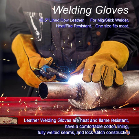 MIG Welding Tools 10 Piece Kit Including Chipping Hammer Leather Welding Gloves Speed Square Welding Clamp