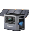 Portable Power Station 2800W With 200W Bifacial Solar Panel, 2048Wh LFP Battery showing digital display