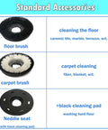 Image showing floor brush, carpet brush, and needle seat with cleaning pad, accessories for 18 Inch Floor Scrubber Buffer Industrial Polisher.