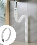 6 Pack Adjustable 3.5 Inch 304 Stainless Steel Hose Clamps Worm Gear Duct Clamp installed on white flexible pipe under sink
