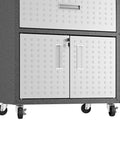 Fortress Mobile Garage Storage Cabinet On Wheels With Full Extension Drawer And Adjustable Shelves In Durable Stainless Steel
