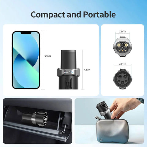 Top Shelf J1772 To Tesla Charging Adapter Up To 80A Fast Electric Connector, 5.78in compatible with Model 3 Y X S Cybertruck.