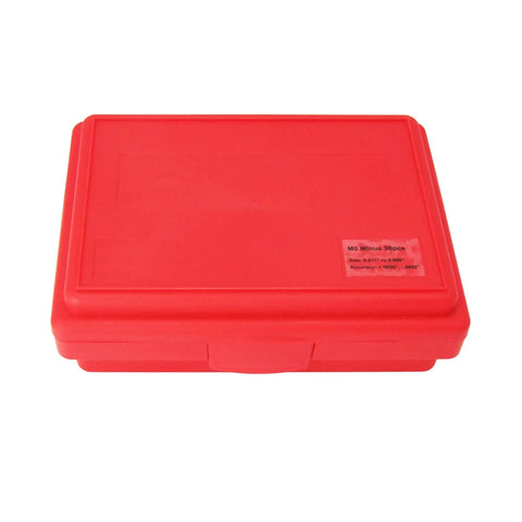 Heavy Duty Steel Pin Gauge Set Minus Gage M0 50-Piece With Plastic Case closed red case view