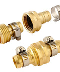 3 Set Brass Garden Hose Repair Kit With Clamps For 5/8 Inch Hose Fittings, 5/8 Barb To 3/4 GHT Adapters, Hose Connector Fittings