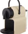 Top Tier Compact Espresso Machine Bundle With Included Milk Frother For Snappy Morning Brews 19 Bar Pressure side view of creamy white pod brewer.