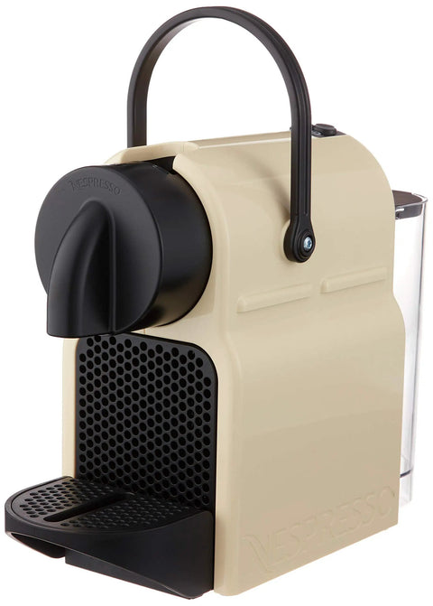 Top Tier Compact Espresso Machine Bundle With Included Milk Frother For Snappy Morning Brews 19 Bar Pressure side view of creamy white pod brewer.