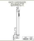 Technical drawing of Magnetic Pool Safety Gate Latch For 20 Inch Tall Black Gate, showing detailed latch assembly design.