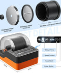 Diagram of Ultra Quiet Rock Tumbler Kit With Noise Reduction Cover, 3 Speed Motor and 9 Day Timer, showing components and features