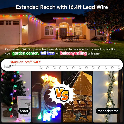 Color Changing String Lights With 150 LED Multicolor And Warm White Globe Bulbs Remote 11 Modes IP44 Waterproof Plug In Fairy Lights For Indoor Outdoor Parties Gardens Christmas Decor Vibe