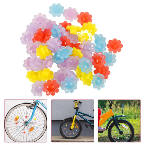 Colorful Flower Bike Spoke Beads Clip On Neon Glow In The Dark Decorations For Kids Bicycle Spokes Easy Installation 50 Pcs