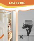 Heavy Duty Adjustable Cat Door Latch Keeps Pups Out While Cats Roam Free 2.5 To 6 Inch White Two Pack with cat and dog demonstration.