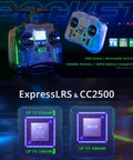 Pocket Hall Gimbal Transmitter Remote Control for RC Drones And Models with ExpressLRS and EdgeTX features displayed.