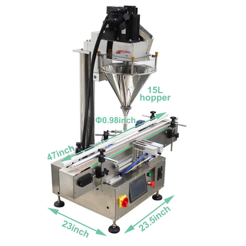 No Sweat Automatic Powder Filler Machine For 10 To 200 Gram Subpackets Featuring Smooth Mixing Chambers And Rapid Bottle Transfer Setup for efficient packaging.