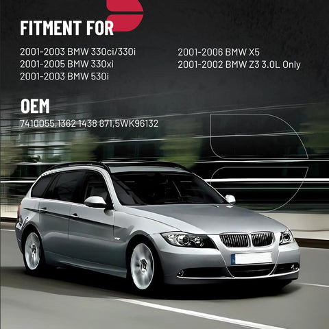 Mass Air Flow Sensor MAF for BMW 330Ci 2001 2003 And 330xi 2001-2005 shown in a fitment chart with BMW car image