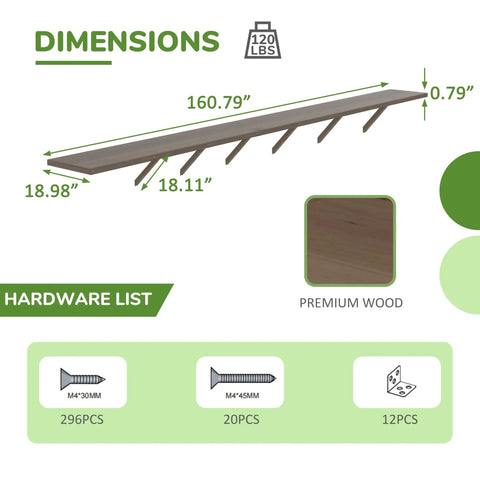 Wooden Greenhouse Shelf Kit 161 Inch Long Shelves 14 Ft Fit Two Pack Light Mocha Brown DIY Friendly Horticulture Workbench System Durable Premium Wood Construction Easy Storage And Organization