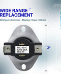 Dryer Cycling Thermostat And Thermal Cutoff Kit Pack Of 2 for Whirlpool Kenmore Maytag Dryers TSD301C shown with dimensions