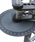 Pro Spec 10 Ton Air Hydraulic Tube Bender With 12 Inch Stroke showing detailed angle gauge for precise bending.