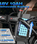 Powerful Folding Electric Bike With 800W To 1200W Peak Motor For Dope City Commutes 48V 10Ah removable battery detail