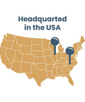 Map of USA with pins marking headquarters locations and text 'Headquartered in the USA' above.