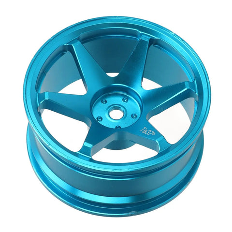 Beefed Up CNC Machined Aluminum RC Wheel Hubs For 1X10 Scale Cars, Stability Boost, Easy Install, Rugged Blue Hubs viewed closely